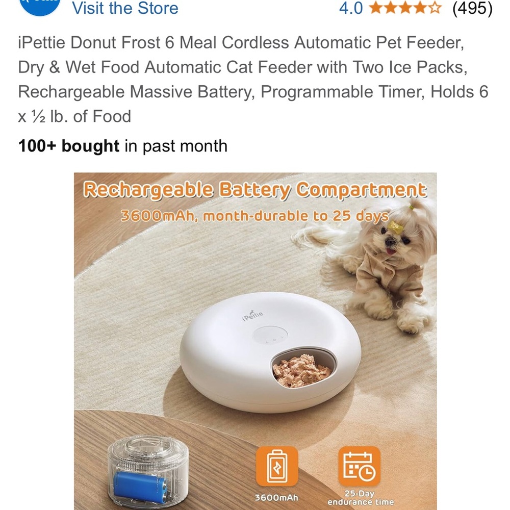 iPettie Automatic Pet Feeder - White - Picture 5 of 6